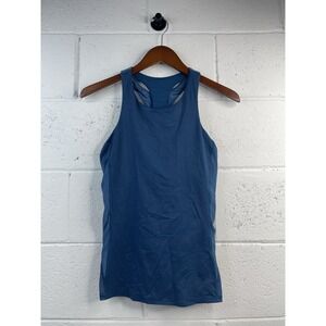 Lululemon Womens Mesh‎ High Neck Racerback Active Tank Top Shelf Bra Blue Size 8